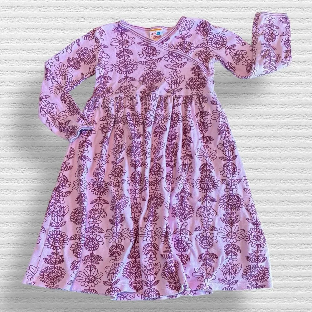 Sweet Potatos Vintage 6x Dress Purple Floral Long Sleeve